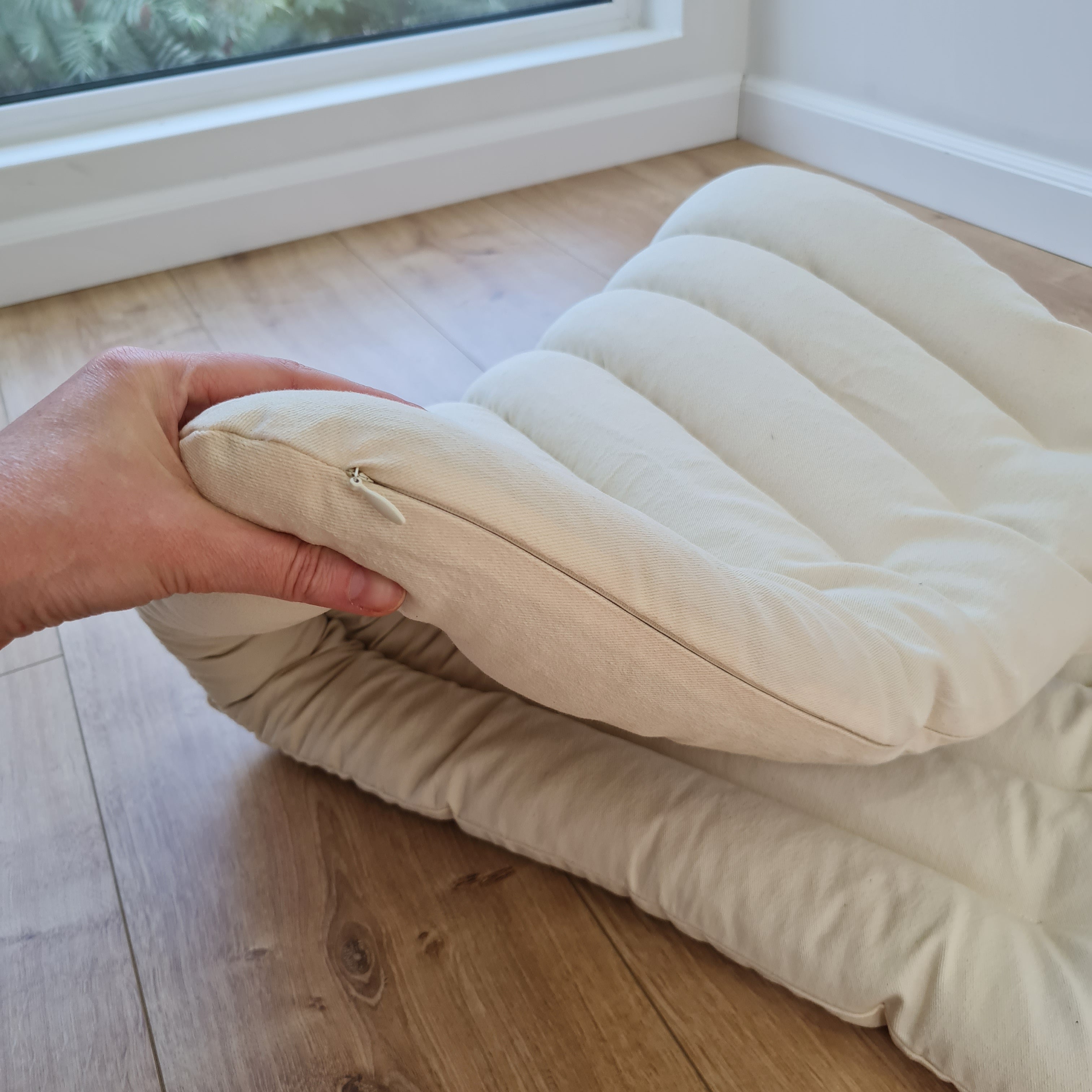 20"x33.5" (50x85 cm) Linen Mat filled Buckwheat hulls in non-dyed cotton fabric Floor Cushion /Meditation pillow for Yoga studio/ Zabuton