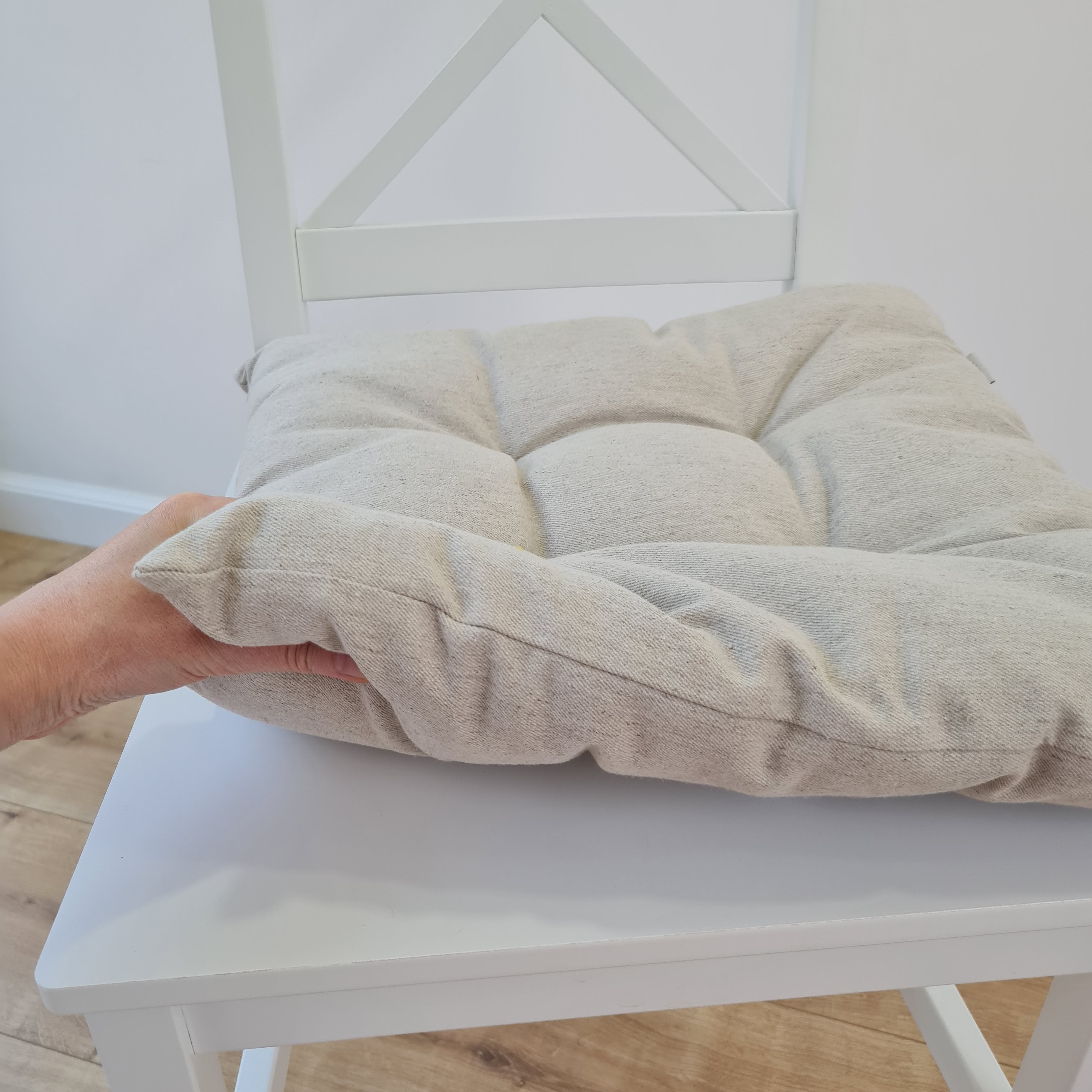 16"x16" (40x40 cm) Hemp seat cushion for chair without ties filled organic hemp fiber in Natural Linen fabric Chair Cushion Pillow seat