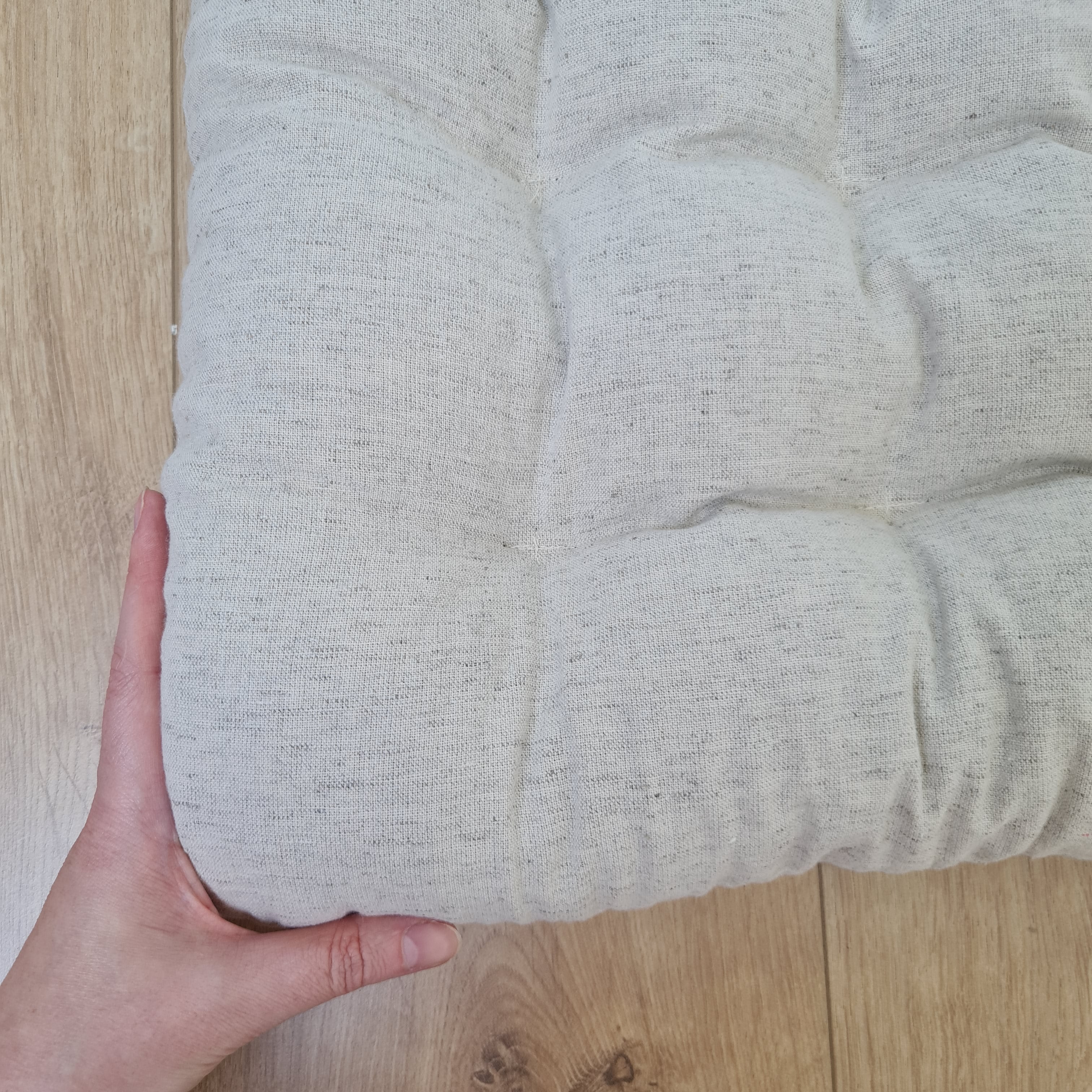 35" x 65" (90x165cm) Natural HEMP floor topper filled organic buckwheat hulls filling yoga mat multi chamber futon in hemp fabric