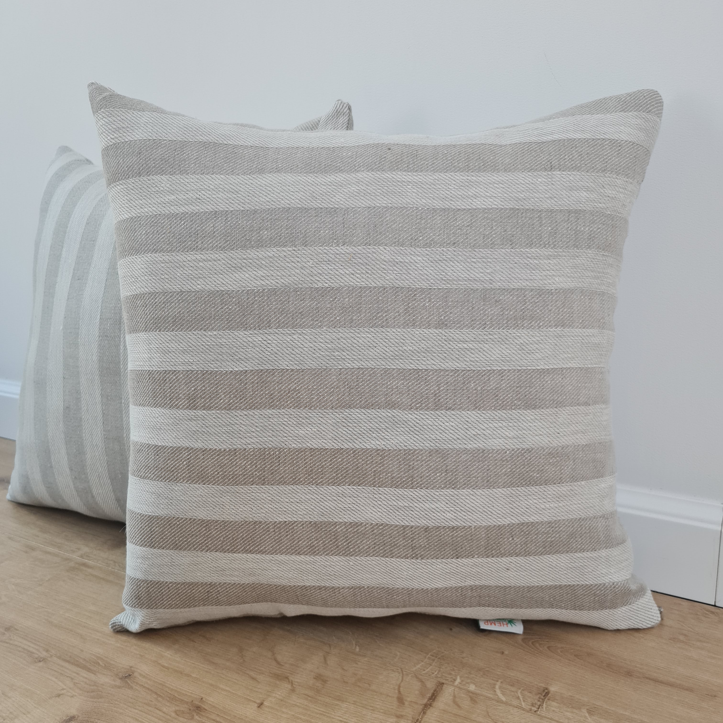 Hemp Linen Throw Pillow with Cover Filled HEMP Fiber filler in Natural Linen zipped Cover Throw Decorative Cushion