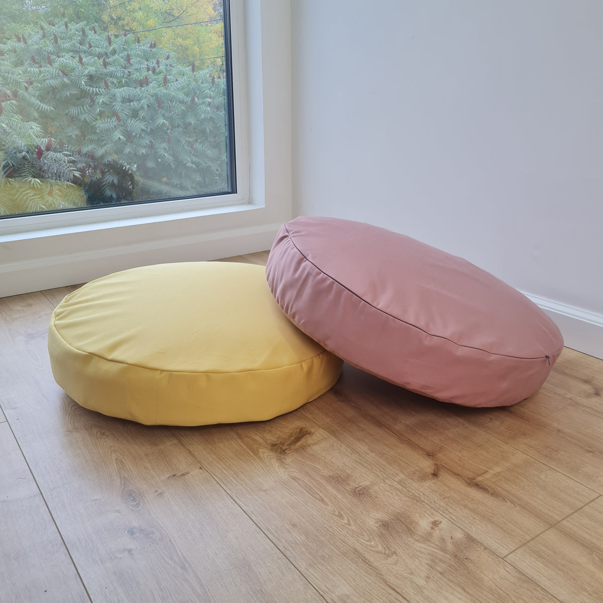 Round Hemp cotton cushion with removable cover Hemp fiber filling in cotton fabric with cotton cover Floor cushion custom made size
