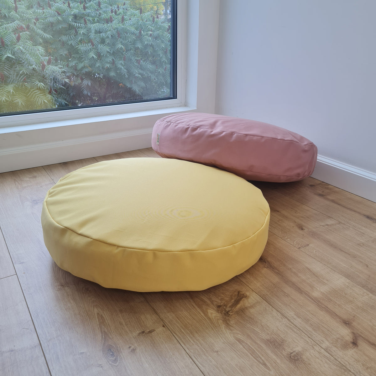 Round Hemp cotton cushion with removable cover Hemp fiber filling in cotton fabric with cotton cover Floor cushion custom made size