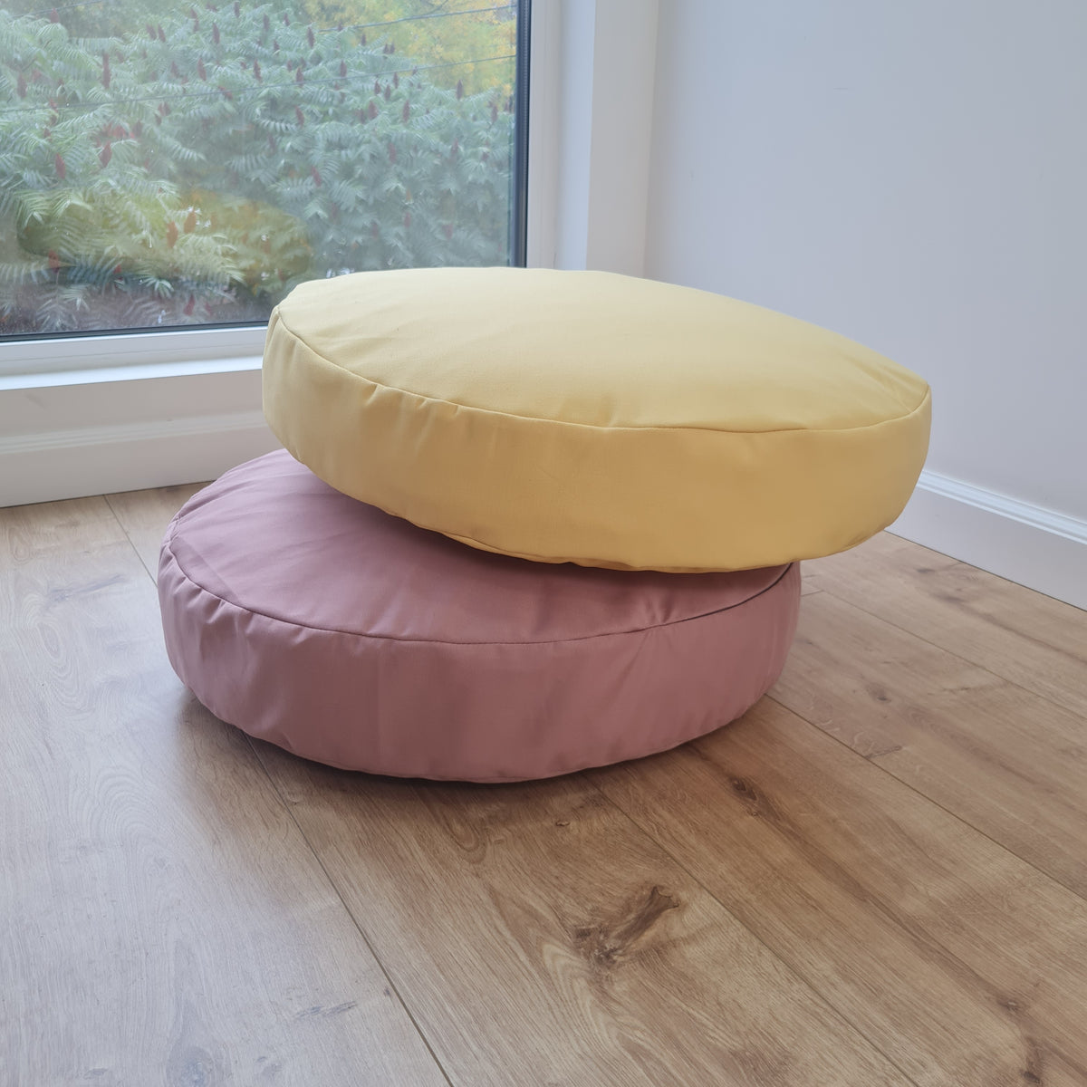Round Hemp cotton cushion with removable cover Hemp fiber filling in cotton fabric with cotton cover Floor cushion custom made size