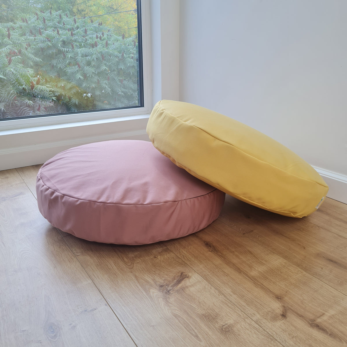Round Hemp cotton cushion with removable cover Hemp fiber filling in cotton fabric with cotton cover Floor cushion custom made size