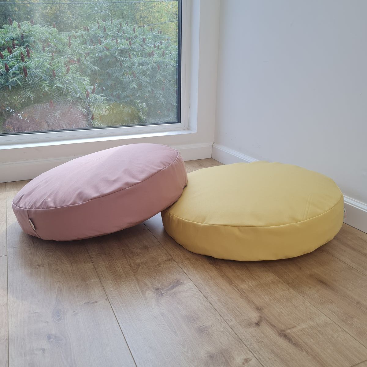 Round Hemp cotton cushion with removable cover Hemp fiber filling in cotton fabric with cotton cover Floor cushion custom made size