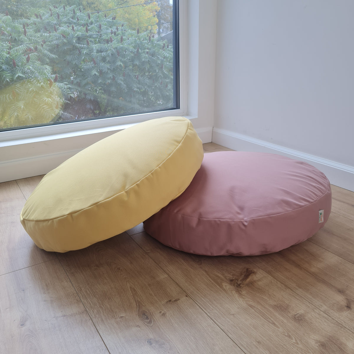 Round Hemp cotton cushion with removable cover Hemp fiber filling in cotton fabric with cotton cover Floor cushion custom made size