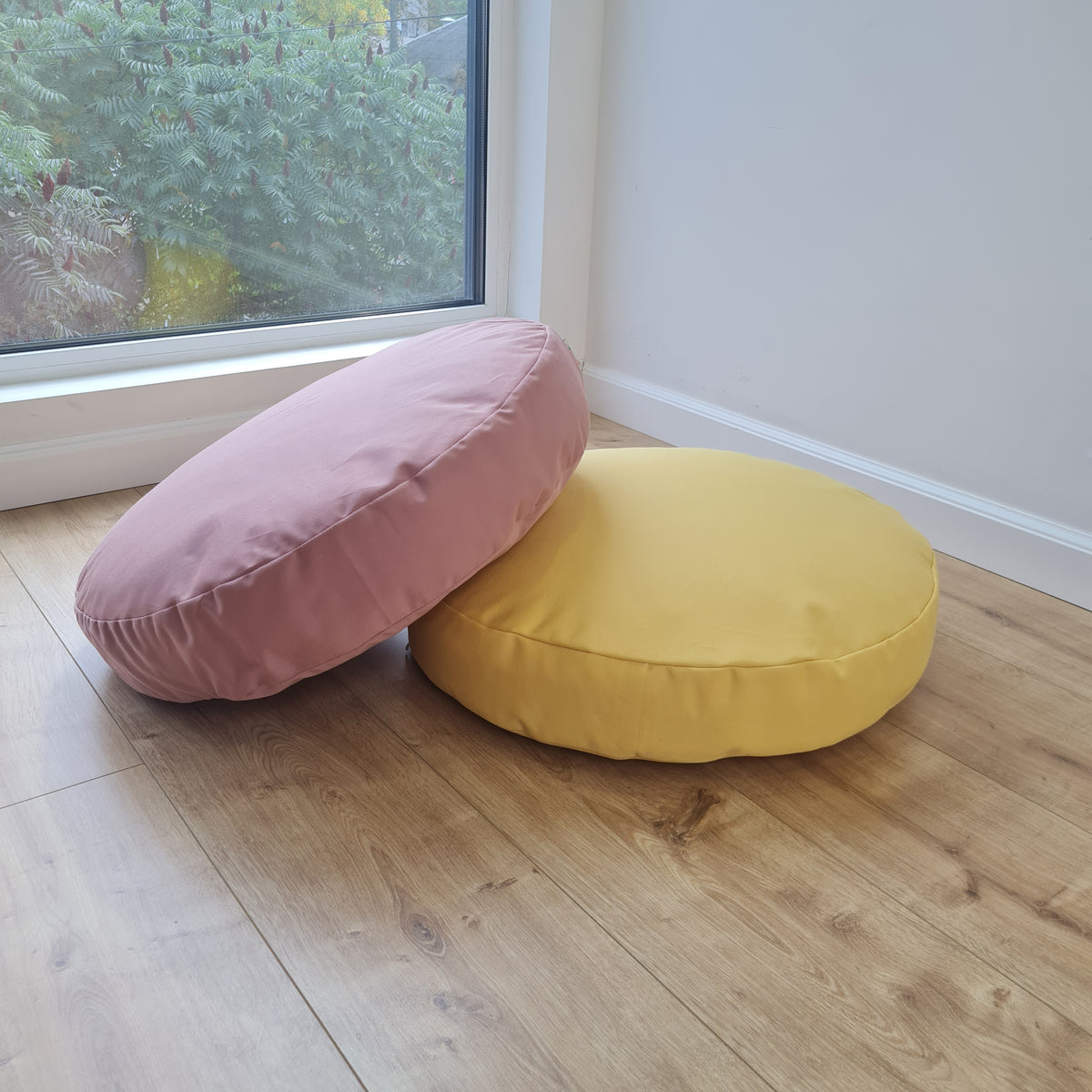 Round Hemp cotton cushion with removable cover Hemp fiber filling in cotton fabric with cotton cover Floor cushion custom made size