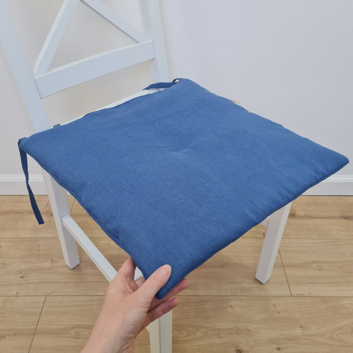 Hemp Linen seat cushion for chair with ties filled organic hemp fiber in natural linen fabric Chair Cushion Pillow seat