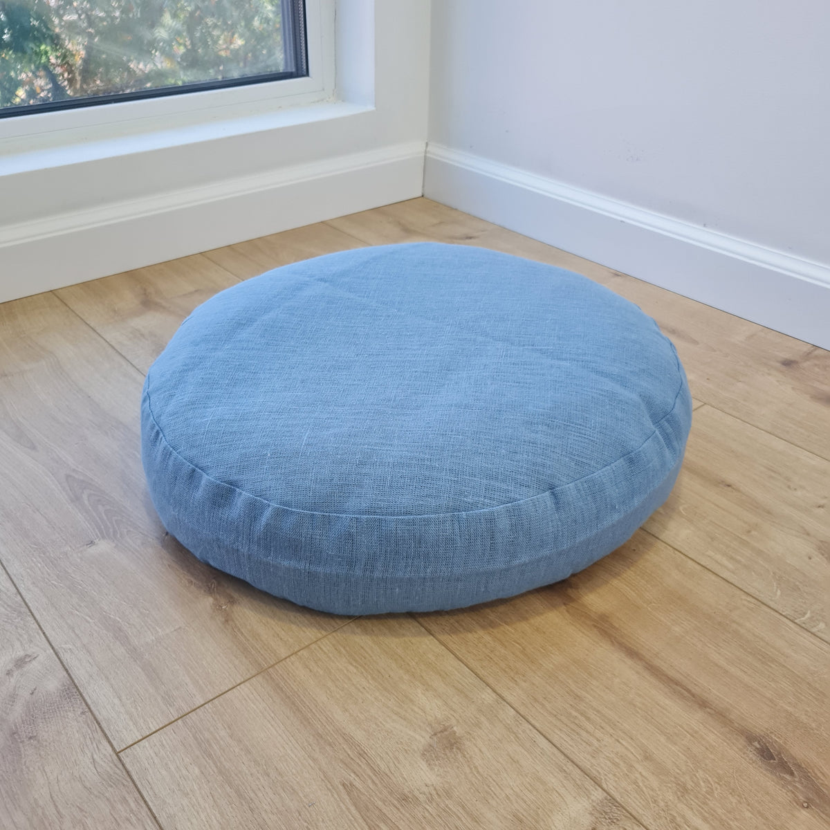 Zafu Linen floor cushion with Buckwheat hulls /Organic Meditation cushion/buckwheat