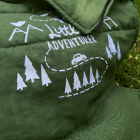 Toddler HEMP Linen Sleeping bag Green "Adventurer" School Nap Mat Kids organic Hemp Fiber Filling in Linen Fabric Blanket Hand Made