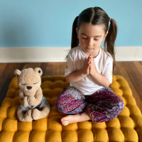 Kids Zabuton Mat Linen Floor Cushion with Buckwheat hulls 23"x35"/ Meditation cushion for Yoga studio/ Massage Natural Pillow seat