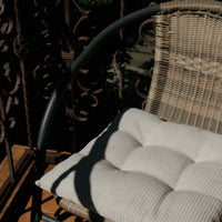 Hemp Linen seat cushion in Stripe for chair with ties filled organic hemp fiber in Natural Linen fabric in Stripe Chair Cushion Pillow seat