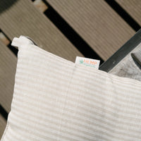 Hemp Linen seat cushion in Stripe for chair with ties filled organic hemp fiber in Natural Linen fabric in Stripe Chair Cushion Pillow seat