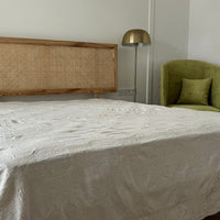 Natural Linen Bedspread 74"x94" (190x240cm), Undyed Linen Bed Couch Cover, Rustic bedding, Large bed throw, washed linen fabric