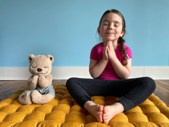Kids Zabuton Mat Linen Floor Cushion with Buckwheat hulls 23"x35"/ Meditation cushion for Yoga studio/ Massage Natural Pillow seat