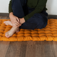 Kids Zabuton Mat Linen Floor Cushion with Buckwheat hulls 23"x35"/ Meditation cushion for Yoga studio/ Massage Natural Pillow seat