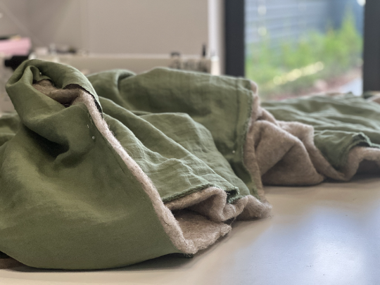 Natural Hemp Linen Blanket "light olive" quilt - linen fabric filled organic Hemp fiber - Full Twin Queen King Custom size
