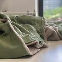 Natural Hemp Linen Blanket "light olive" quilt - linen fabric filled organic Hemp fiber - Full Twin Queen King Custom size