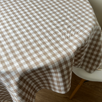 Linen tablecloth in square pattern. Size 45"x57" natural linen fabric. Natural dinning tablecloth