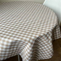 Linen tablecloth in square pattern. Size 45"x57" natural linen fabric. Natural dinning tablecloth