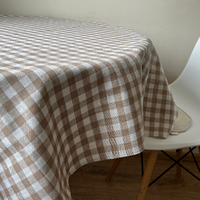 Linen tablecloth in square pattern. Size 45"x57" natural linen fabric. Natural dinning tablecloth