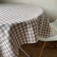 Linen tablecloth in square pattern. Size 45"x57" natural linen fabric. Natural dinning tablecloth