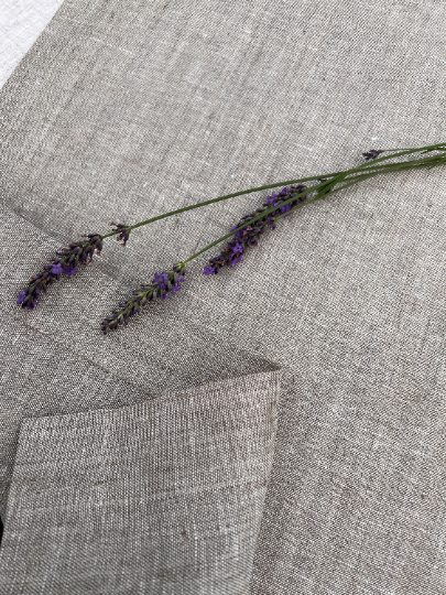 Linen tablecloth in square pattern. Size 45"x57" natural linen fabric. Natural dinning tablecloth