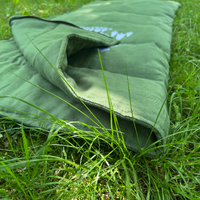 Toddler HEMP Linen Sleeping bag Green "Adventurer" School Nap Mat Kids organic Hemp Fiber Filling in Linen Fabric Blanket Hand Made