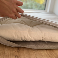 Hemp Reading nook cushion with removable cover Hemp fiber filler in cotton fabric with linen non-dyed cover/ Floor cushion custom made size