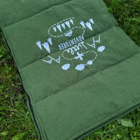Toddler HEMP Linen Sleeping bag Green "Adventurer" School Nap Mat Kids organic Hemp Fiber Filling in Linen Fabric Blanket Hand Made
