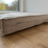 Hemp Reading nook cushion with removable cover Hemp fiber filler in cotton fabric with linen non-dyed cover/ Floor cushion custom made size