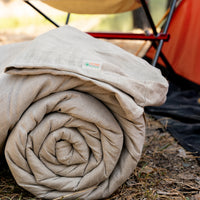 Organic HEMP Sleeping bag in linen fabric- organic hemp fiber filling + linen non-dyed fabric - blanket quilt, hand made