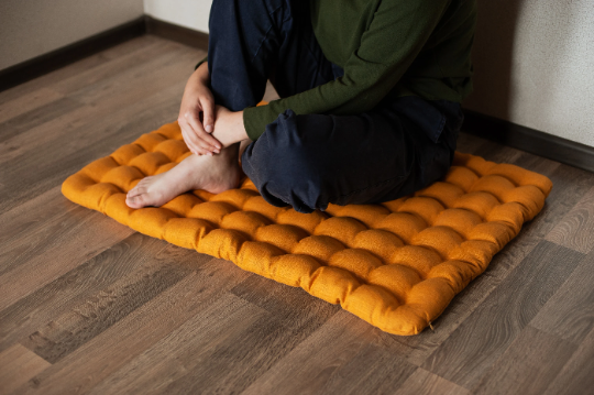 Kids Zabuton Mat Linen Floor Cushion with Buckwheat hulls 23"x35"/ Meditation cushion for Yoga studio/ Massage Natural Pillow seat