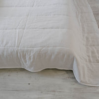 White Natural HEMP Linen blanket quilt in stripe- linen organic fabric + filler organic Hemp fiber - Full Queen King custom sizes