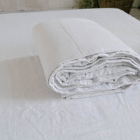 White Natural HEMP Linen blanket quilt in stripe- linen organic fabric + filler organic Hemp fiber - Full Queen King custom sizes