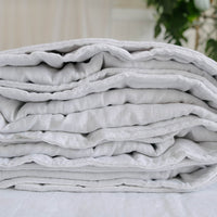 White Natural HEMP Linen blanket quilt in stripe- linen organic fabric + filler organic Hemp fiber - Full Queen King custom sizes