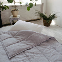 HEMP Linen blanket organic Hemp fiber filling in Natural Linen Fabric Full Twin Queen custom size cozy organic quilted blanket