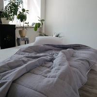HEMP Linen blanket organic Hemp fiber filling in Natural Linen Fabric Full Twin Queen custom size cozy organic quilted blanket