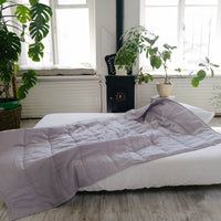 HEMP Linen blanket organic Hemp fiber filling in Natural Linen Fabric Full Twin Queen custom size cozy organic quilted blanket