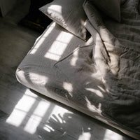 Natural Grey HEMP Linen  blanket quilt - linen organic fabric + filler - organic Hemp fiber - in stripe Full Twin Queen King Custom Sizes