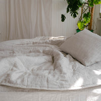 Natural Grey HEMP Linen  blanket quilt - linen organic fabric + filler - organic Hemp fiber - in stripe Full Twin Queen King Custom Sizes