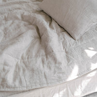 Natural Grey HEMP Linen  blanket quilt - linen organic fabric + filler - organic Hemp fiber - in stripe Full Twin Queen King Custom Sizes