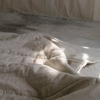 Natural Grey HEMP Linen  blanket quilt - linen organic fabric + filler - organic Hemp fiber - in stripe Full Twin Queen King Custom Sizes