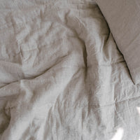 Natural Grey HEMP Linen  blanket quilt - linen organic fabric + filler - organic Hemp fiber - in stripe Full Twin Queen King Custom Sizes