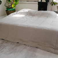 Natural Grey HEMP Linen  blanket quilt - linen organic fabric + filler - organic Hemp fiber - in stripe Full Twin Queen King Custom Sizes