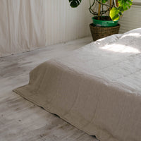Natural Grey HEMP Linen  blanket quilt - linen organic fabric + filler - organic Hemp fiber - in stripe Full Twin Queen King Custom Sizes