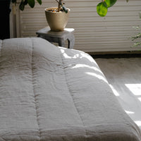 Natural Grey HEMP Linen  blanket quilt - linen organic fabric + filler - organic Hemp fiber - in stripe Full Twin Queen King Custom Sizes