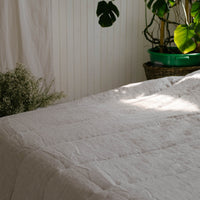 Natural Grey HEMP Linen  blanket quilt - linen organic fabric + filler - organic Hemp fiber - in stripe Full Twin Queen King Custom Sizes