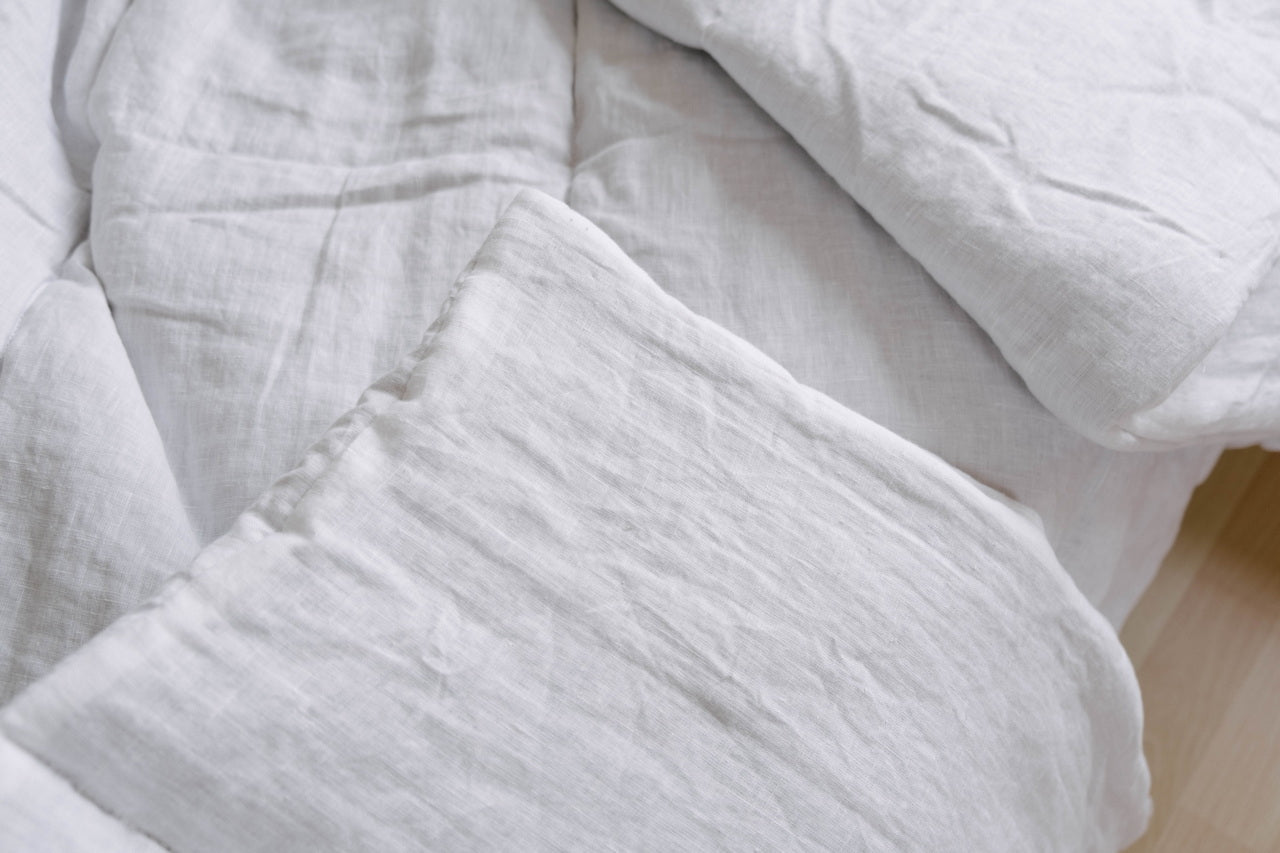 White Winter Organic HEMP + FLAX comforter blanket duvet - natural linen fabric with filler organic Hemp fiber