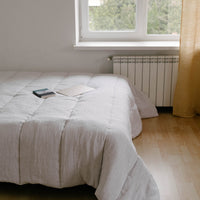 White Winter Organic HEMP + FLAX comforter  blanket duvet - natural linen fabric with filler organic Hemp fiber